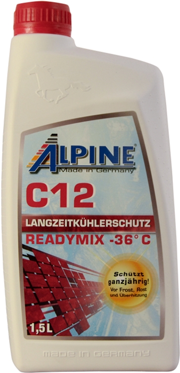 Охолоджувальна рідина ALPINE G12, готова, червоний, -36°С, 1,5 л (4003774019595)